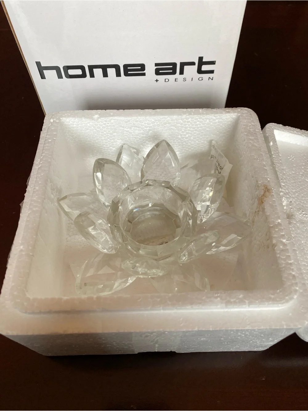 NIB Crystal Lotus Tea Light/Candle Holders - Clear (Set of 2)